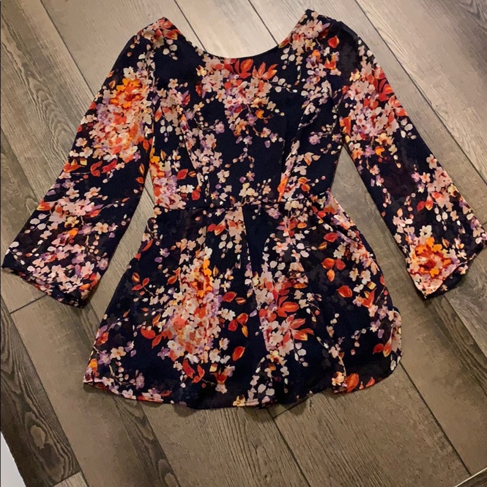 Patterned long sleeve romper